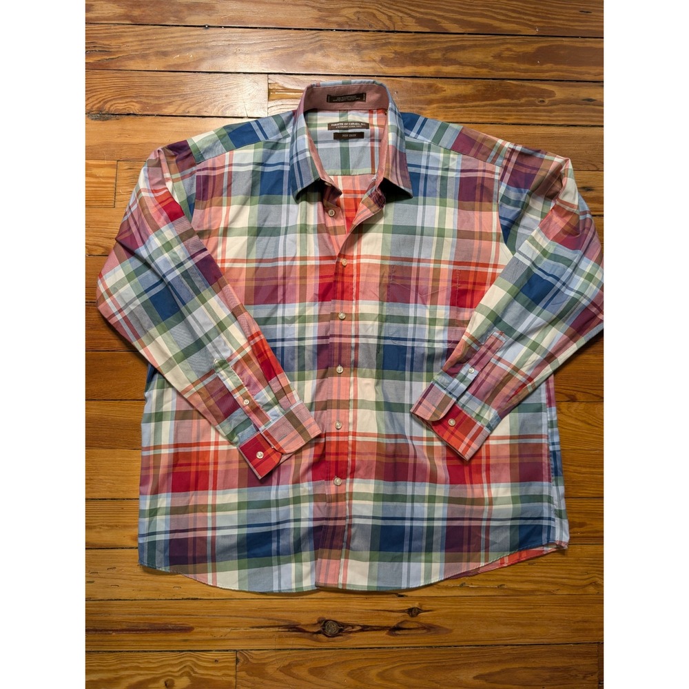 Forsyth of Canada Button Down Mens 2XL Plaid Non Iron Long Sleeve Shirt